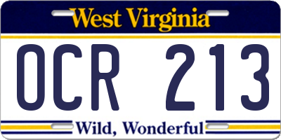 WV license plate OCR213
