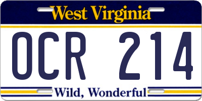 WV license plate OCR214