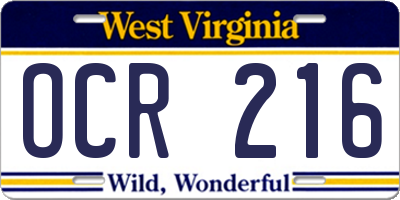 WV license plate OCR216