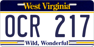 WV license plate OCR217