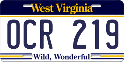 WV license plate OCR219