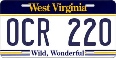 WV license plate OCR220