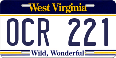 WV license plate OCR221