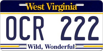 WV license plate OCR222