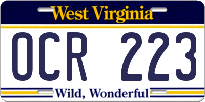 WV license plate OCR223