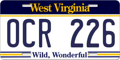 WV license plate OCR226
