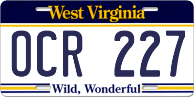 WV license plate OCR227