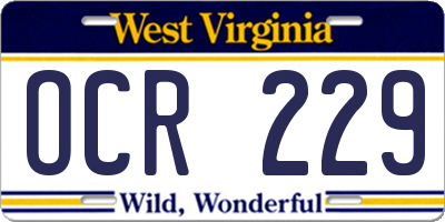 WV license plate OCR229