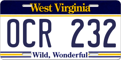 WV license plate OCR232