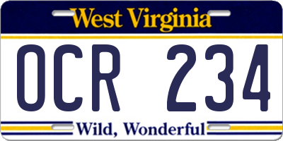 WV license plate OCR234