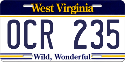 WV license plate OCR235