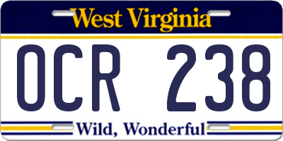 WV license plate OCR238