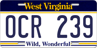 WV license plate OCR239