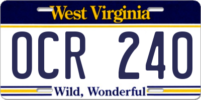 WV license plate OCR240