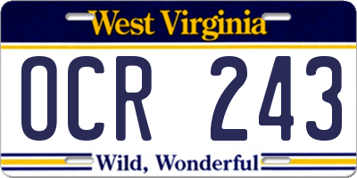 WV license plate OCR243