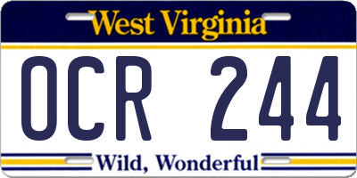 WV license plate OCR244