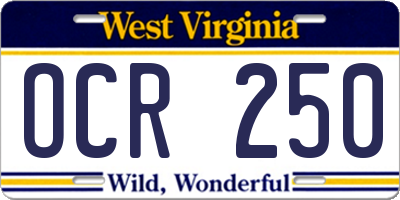 WV license plate OCR250