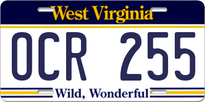 WV license plate OCR255