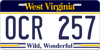 WV license plate OCR257