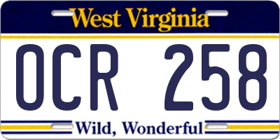 WV license plate OCR258