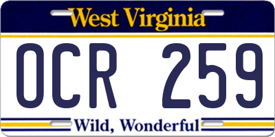 WV license plate OCR259