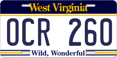 WV license plate OCR260