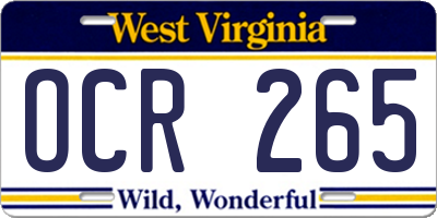 WV license plate OCR265