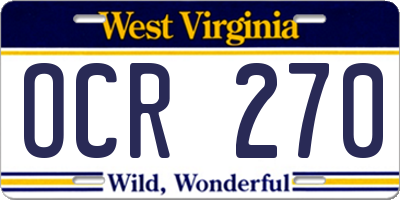 WV license plate OCR270