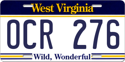 WV license plate OCR276