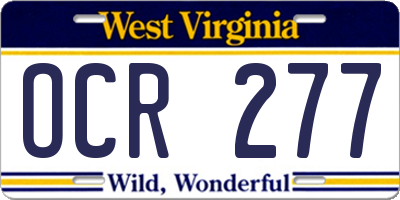 WV license plate OCR277
