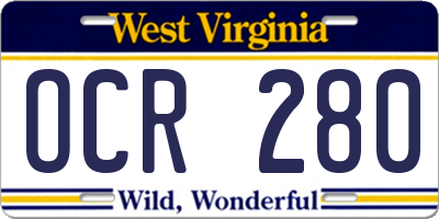 WV license plate OCR280