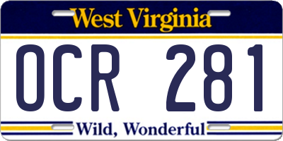 WV license plate OCR281
