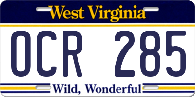 WV license plate OCR285