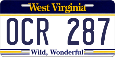 WV license plate OCR287