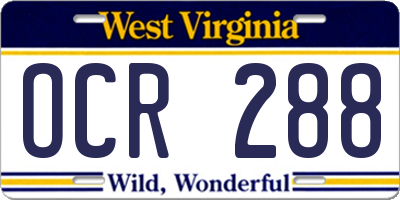 WV license plate OCR288