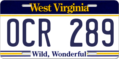 WV license plate OCR289