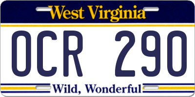WV license plate OCR290