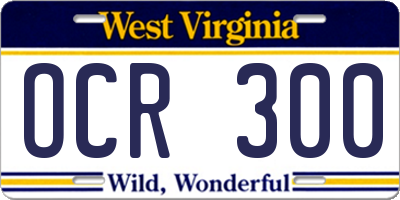 WV license plate OCR300