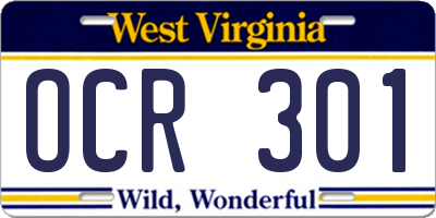 WV license plate OCR301