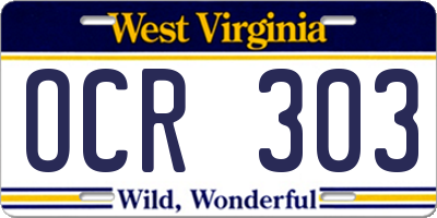WV license plate OCR303