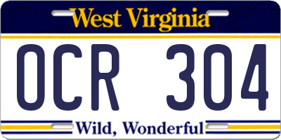 WV license plate OCR304