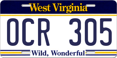 WV license plate OCR305