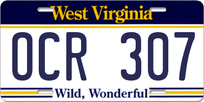 WV license plate OCR307