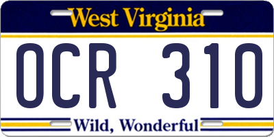 WV license plate OCR310