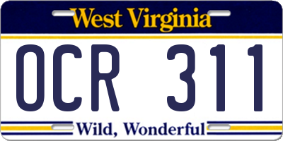 WV license plate OCR311