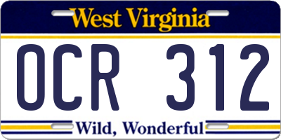 WV license plate OCR312