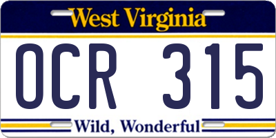 WV license plate OCR315