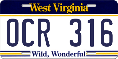 WV license plate OCR316
