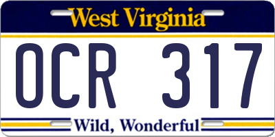 WV license plate OCR317