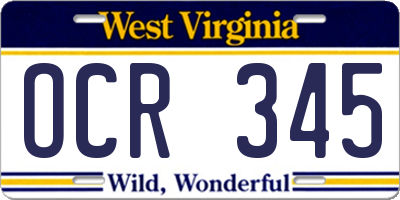 WV license plate OCR345